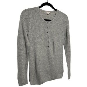 GAP Waffle Knit Henley Long Sleeve Top‎ Gray Size Small Retail: $44 EUC